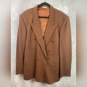 Cellini Collection Men Jacket sz 42L Brown Wool Cashmere Blazer Career‎ office